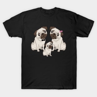 Three Little Puglets (Piglets) Family Of Pugs T-Shirt